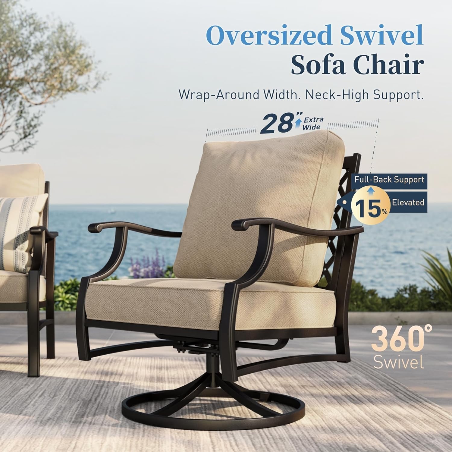 5 PCS Patio Furniture Set, Metal Couch