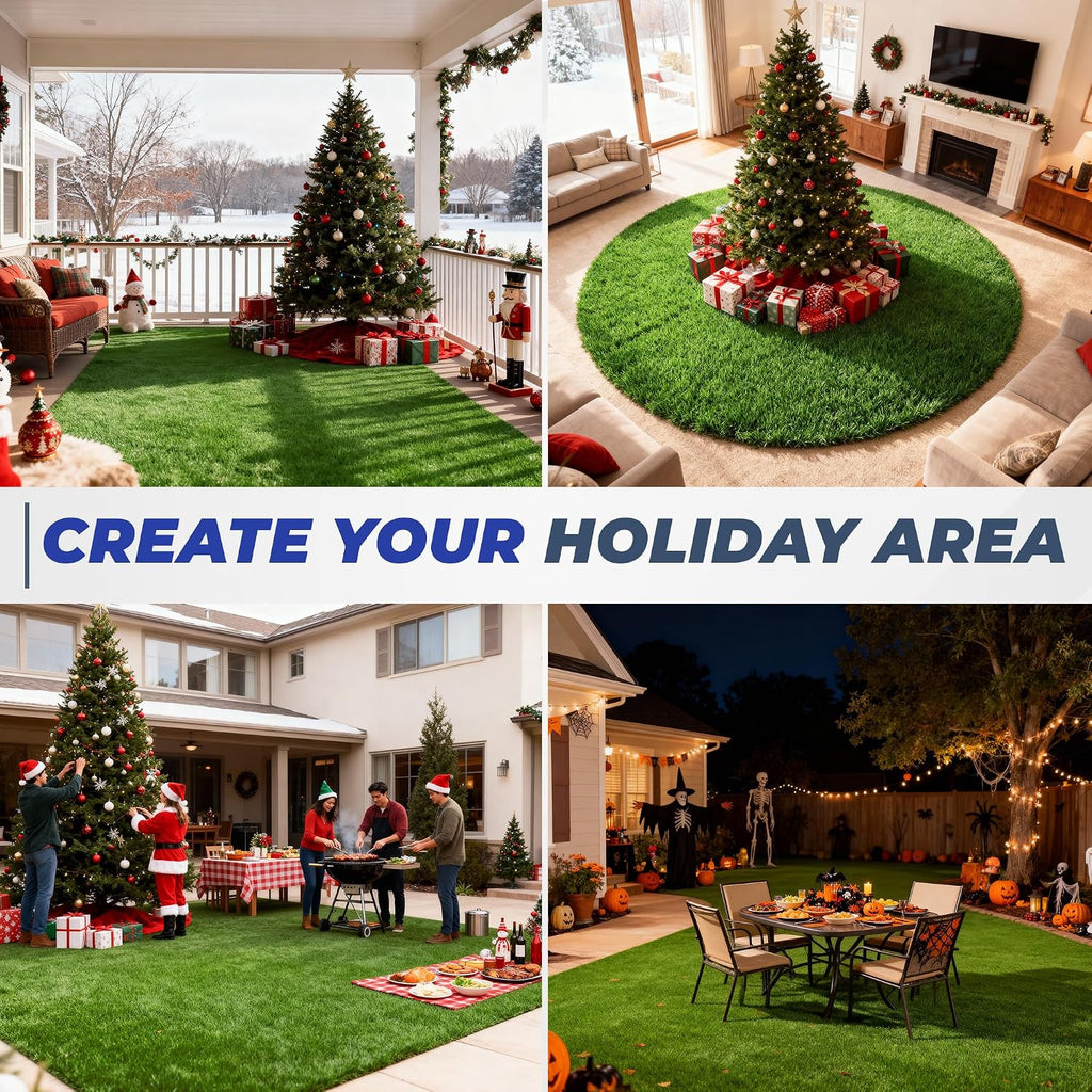 Artificial Grass Turf 6.5X10 FT, 1.38" Thick Fake Grass Rug, Three-Tone Synthetic Turf with Drainage, Outdoor Grass Mat for Backyard, Patio, Dogs & Golf Practice