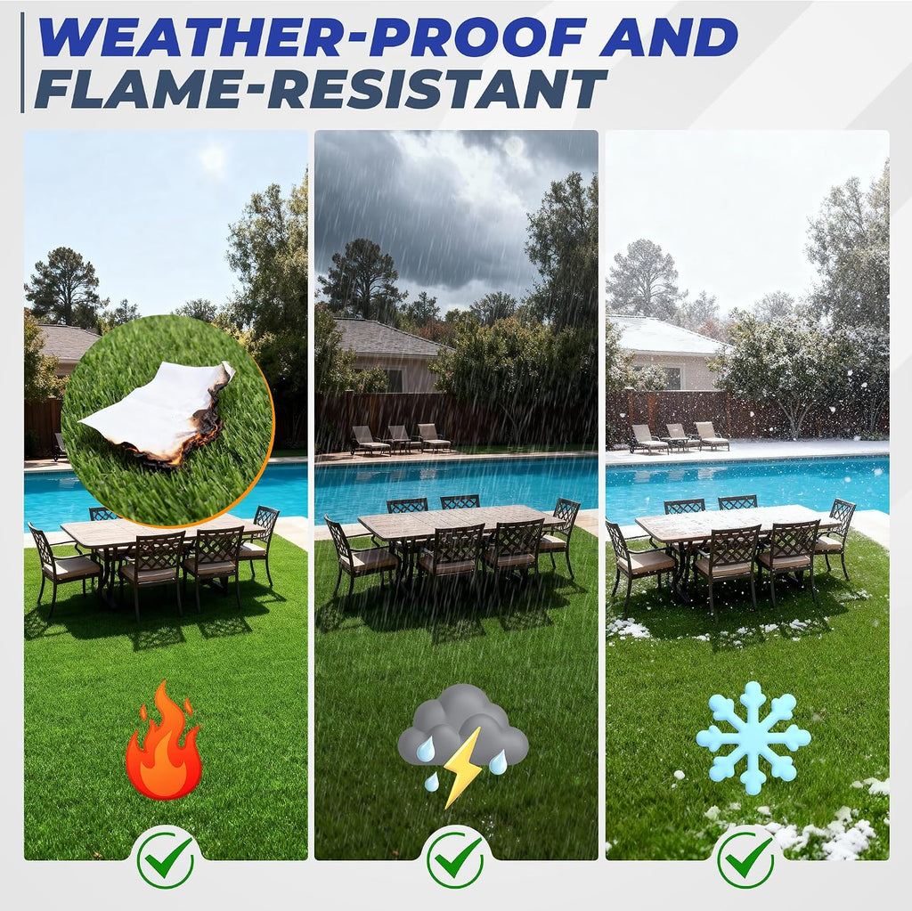 Artificial Grass Turf 6.5X10 FT, 1.38" Thick Fake Grass Rug, Three-Tone Synthetic Turf with Drainage, Outdoor Grass Mat for Backyard, Patio, Dogs & Golf Practice