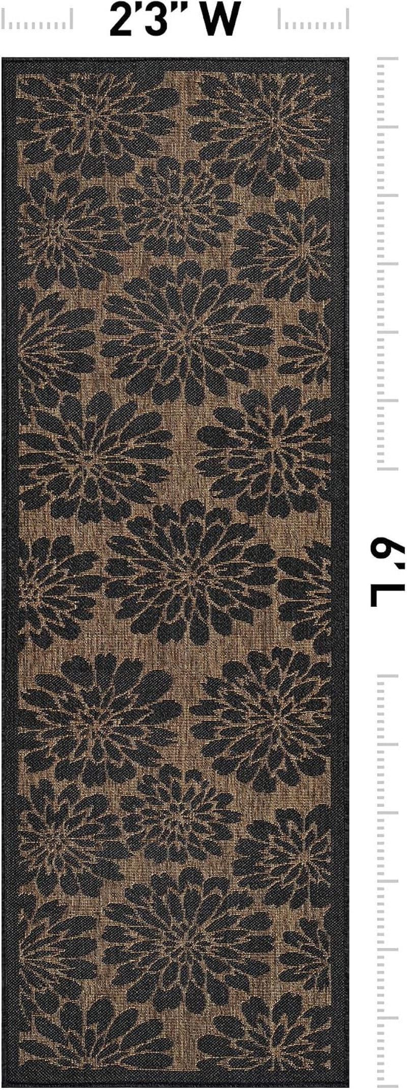 Transitional Indoor Outdoor Runner Rug Dark Gray/Natural 2'3" X 6'
