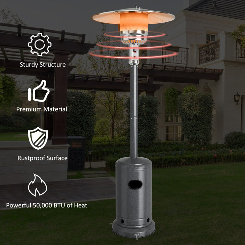 50000 BTU Stainless Steel Propane Patio Heater with Trip over Protection