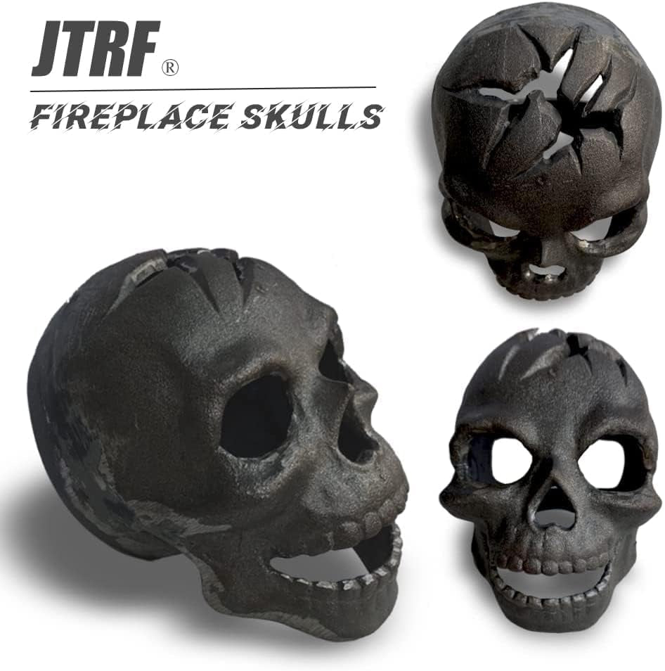 Fire Pit Skull, Metal Skull Fire Log for Halloween Decor