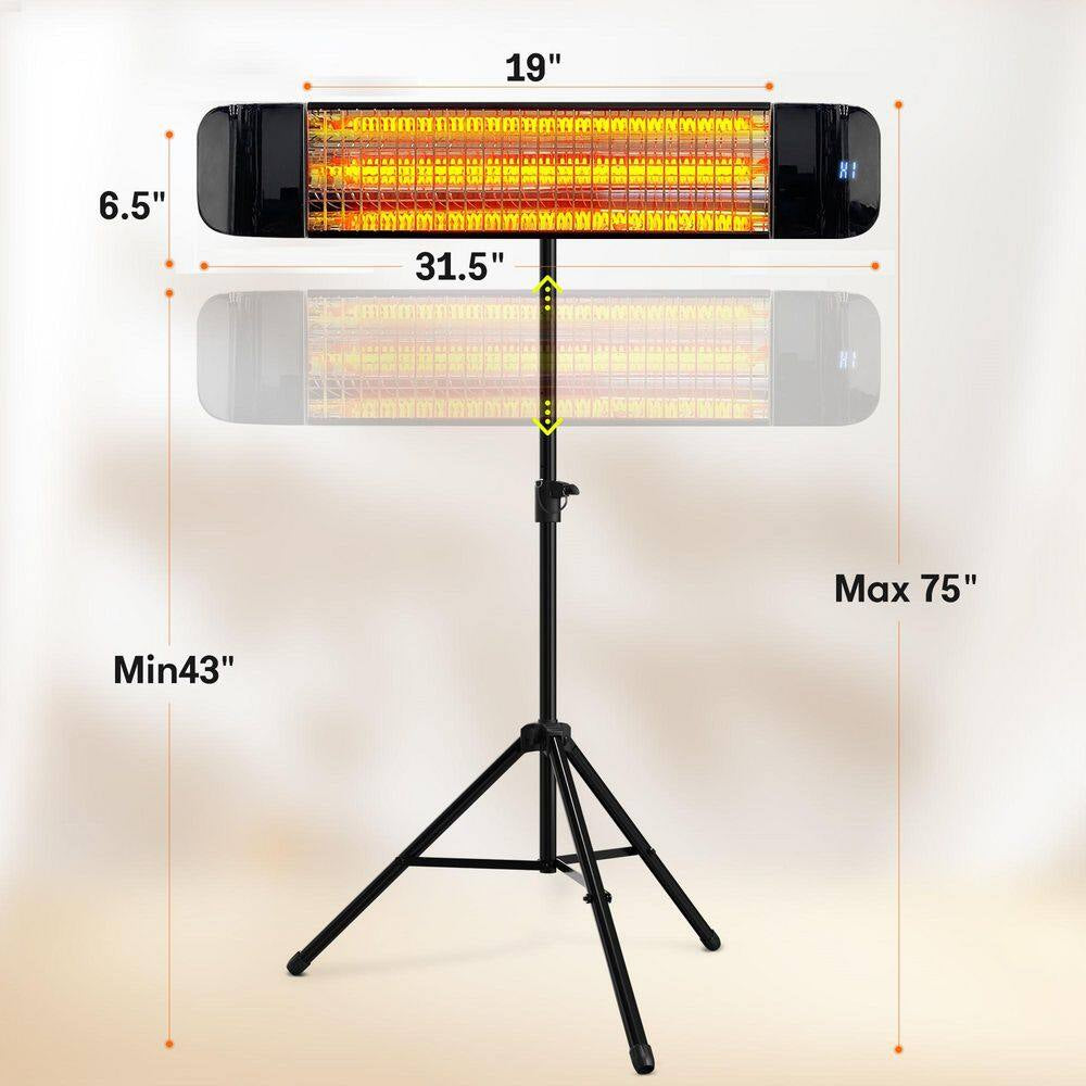 Electric Outdoor Heater, Wall/Ceiling/Tripod Infrared Patio Heater Warmer for Outdoor Indoor Use, 1500W, CSA Certificate