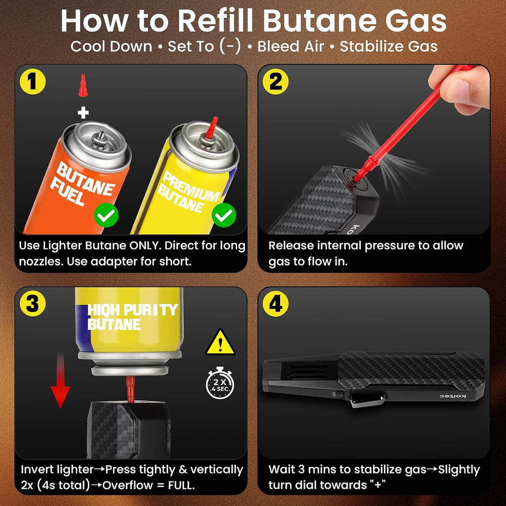 Butane Torch Lighter, Refillable Windproof Jet Flame, BBQ, Camp & Cooking