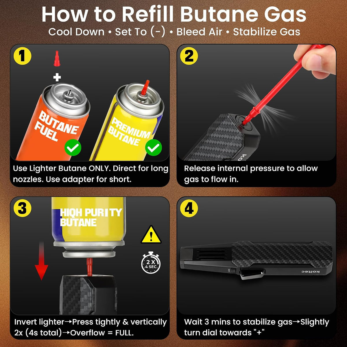 Butane Torch Lighter, Refillable Windproof Jet Flame, BBQ, Camp & Cooking