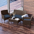 Outdoor Patio Furniture Sofas, Standard, Brown Base/Navy Blue Cushions