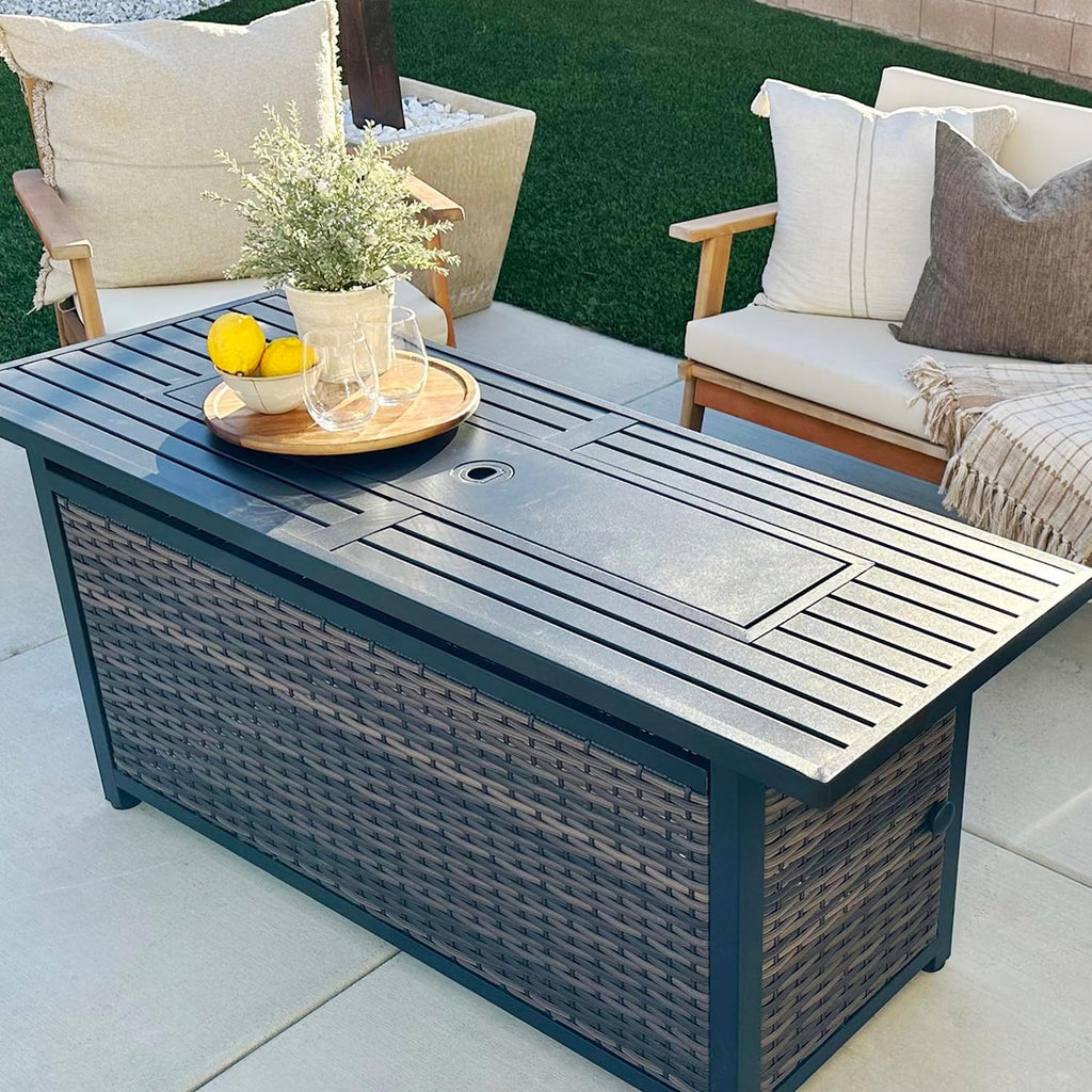 56 Inch Gas Fire Pit Table,Rectangular Propane Fireplace