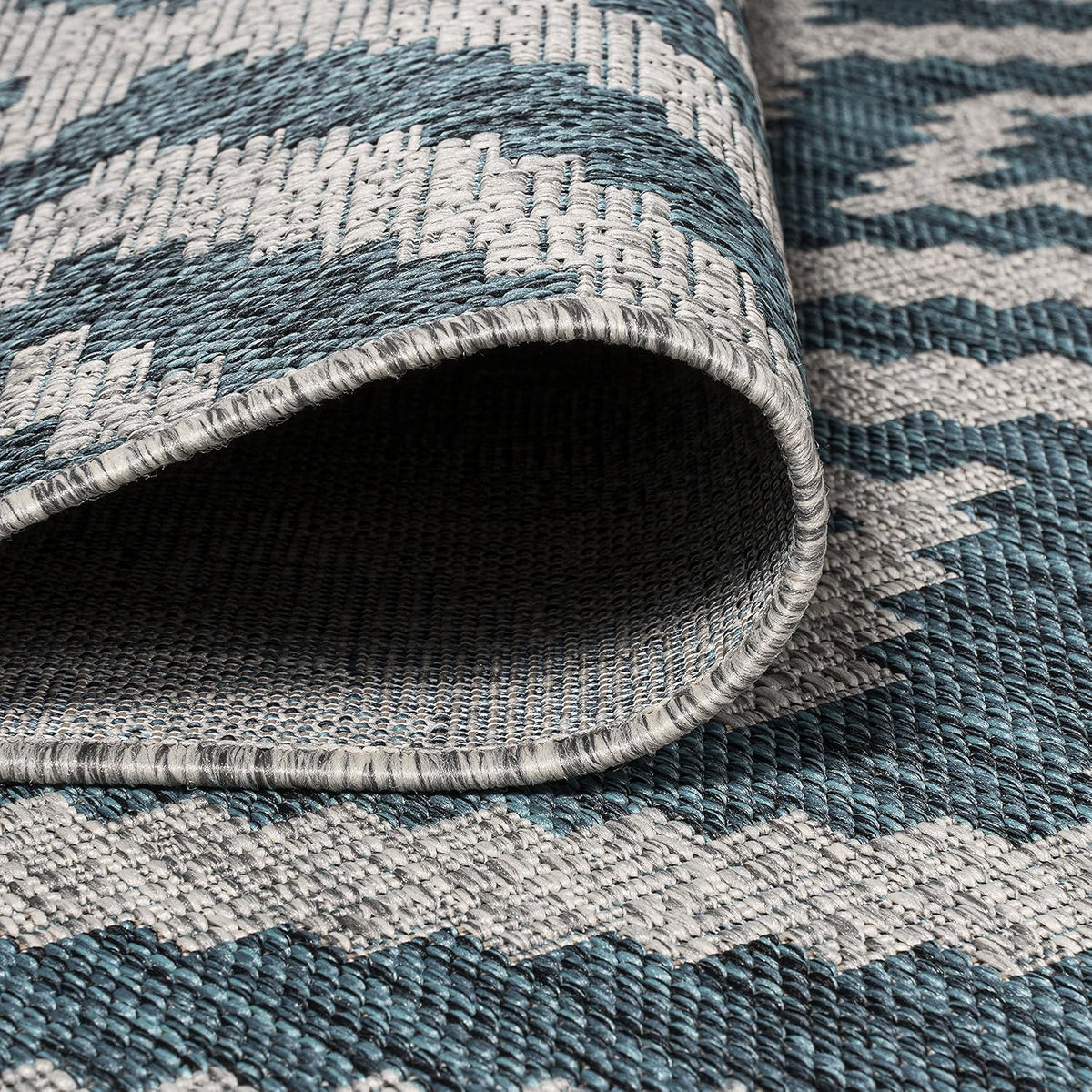 Diamond Tribal Indoor Outdoor Runner Rug 2X8 Blue/Gray, Sintra for Backyard, Patio, Porch, Easy-Cleaning, High Traffic, Pet-Friendly, Non-Shedding (SMB116A-28)