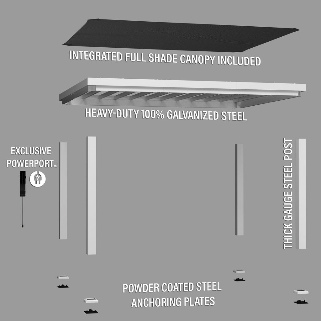 14x12 Windham Modern Steel Pergola w/ Sail Shade Soft