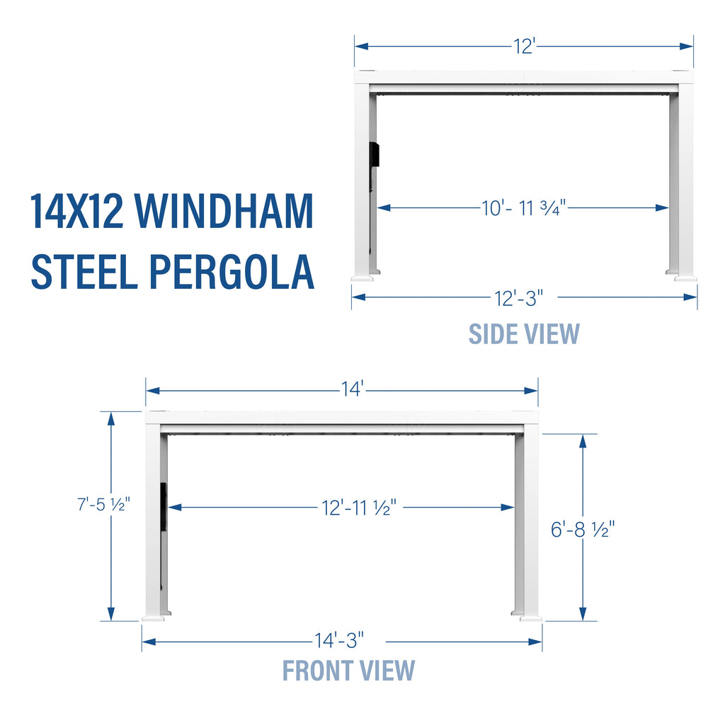 14x12 Windham Modern Steel Pergola w/ Sail Shade Soft