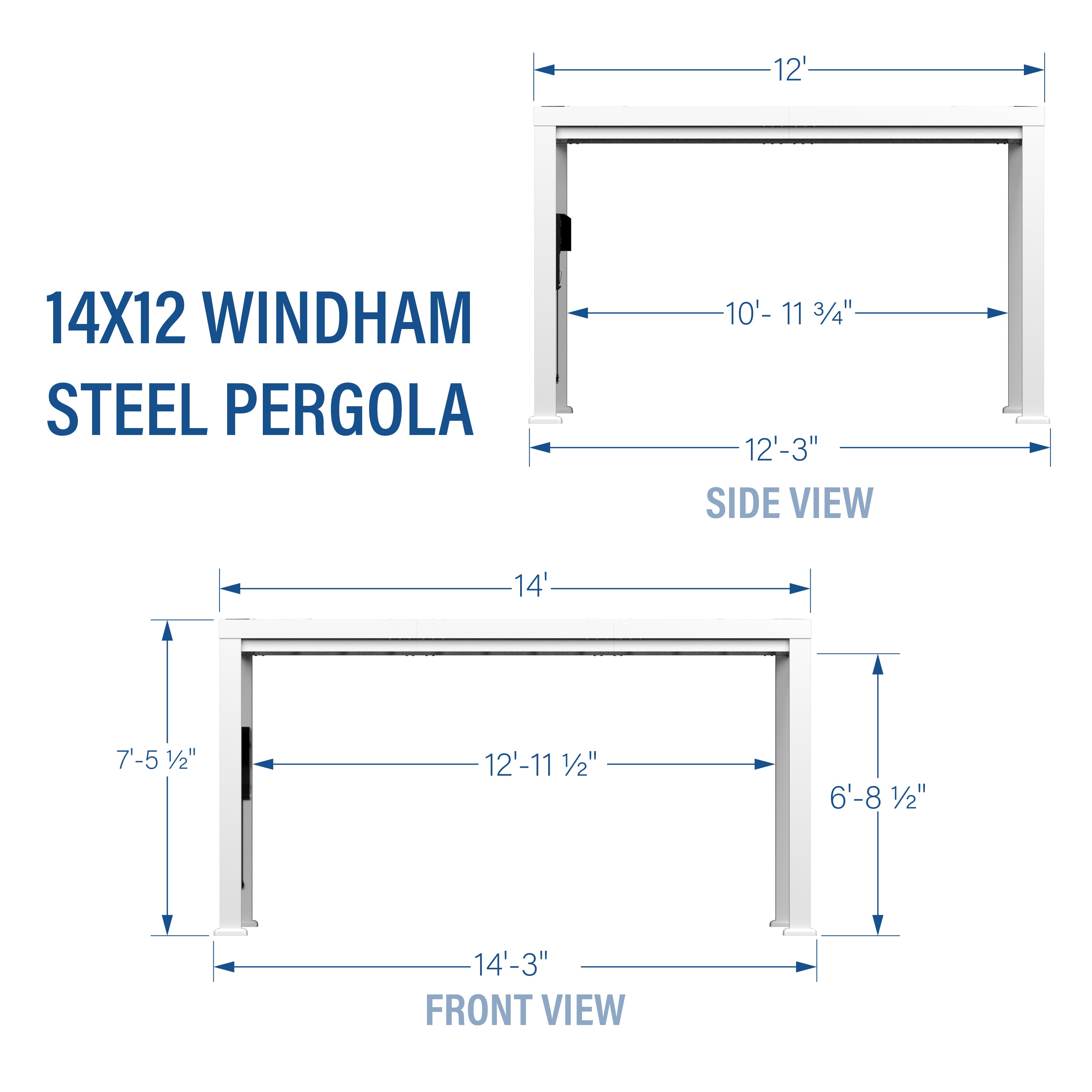 14x12 Windham Modern Steel Pergola w/ Sail Shade Soft