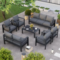 Aluminum Patio Furniture Set, 7 Piece Metal Outdoor Set, Patio Furniture Set with Waterproof Covers for Backyard Garden（Grey）