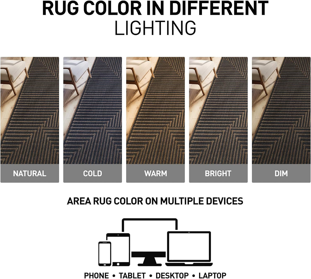 Modern Lines Indoor Outdoor Rug Dark Gray/Natural 6'6" X 9'