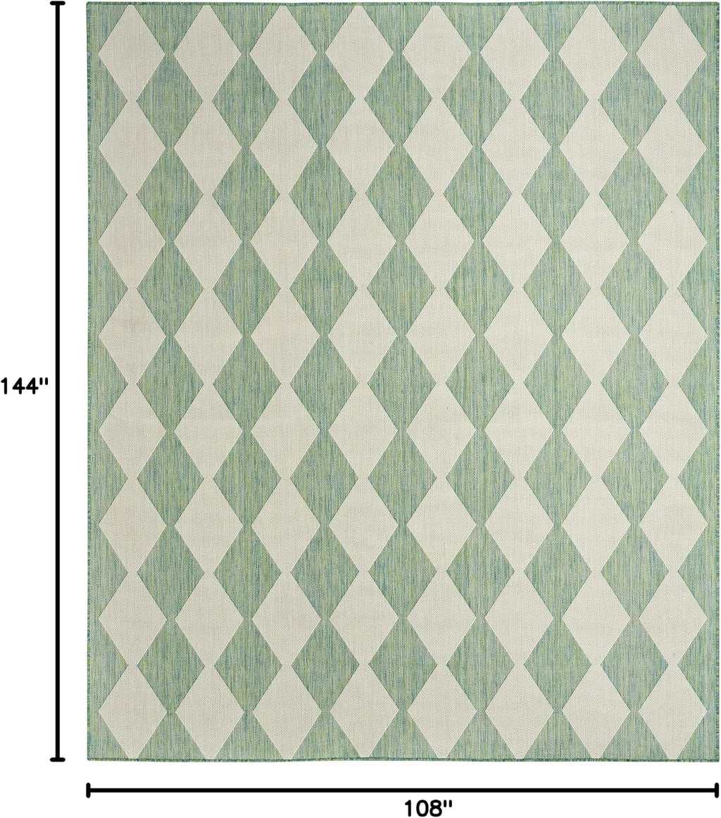 Home Positano Blue Green 9' X 12' Area Rug - Easy Clean, Non Shedding, Bed Room, Living Room, Dining Room, Kitchen (9' X 12')