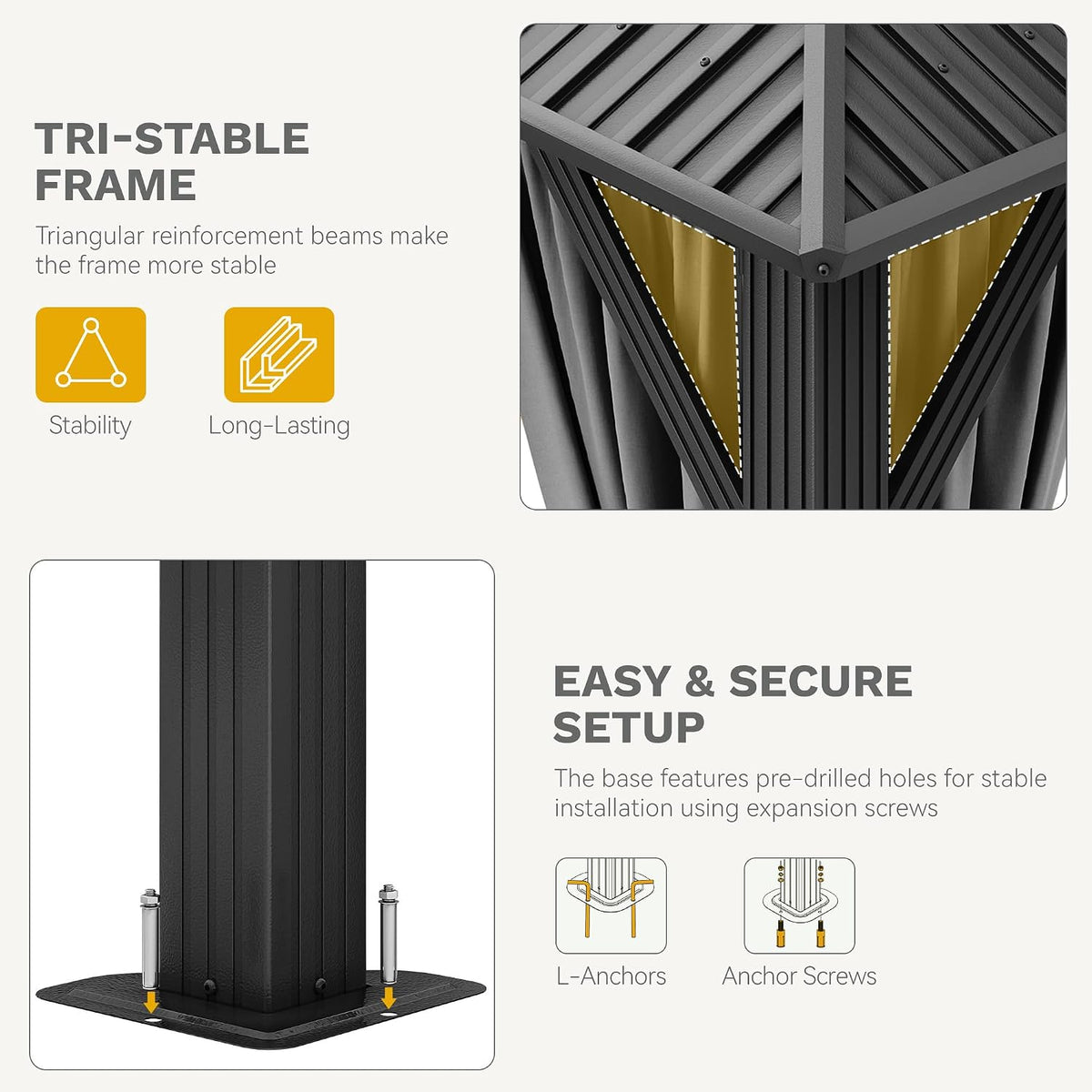 16X12Ft Metal Gazebo Hardtop Double Roof Canopy Outdoor Gazebo
