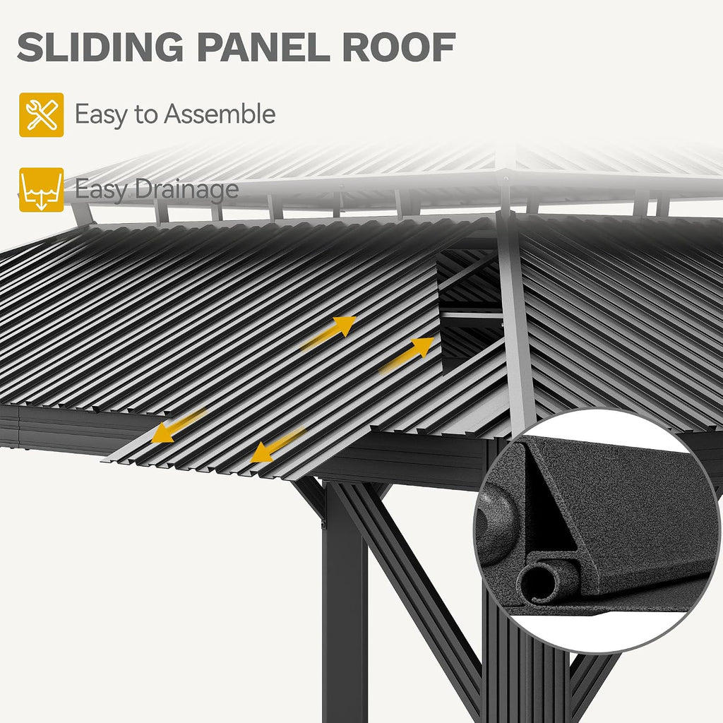 16X12Ft Metal Gazebo Hardtop Double Roof Canopy Outdoor Gazebo