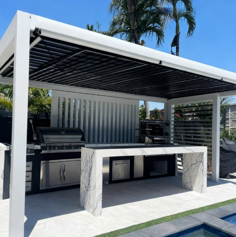 Electric Louvered Gazebo Intelligent Flip Aluminum Alloy Gazebo European Style Metal Gazebo Garden Outdoor Shade Pergola