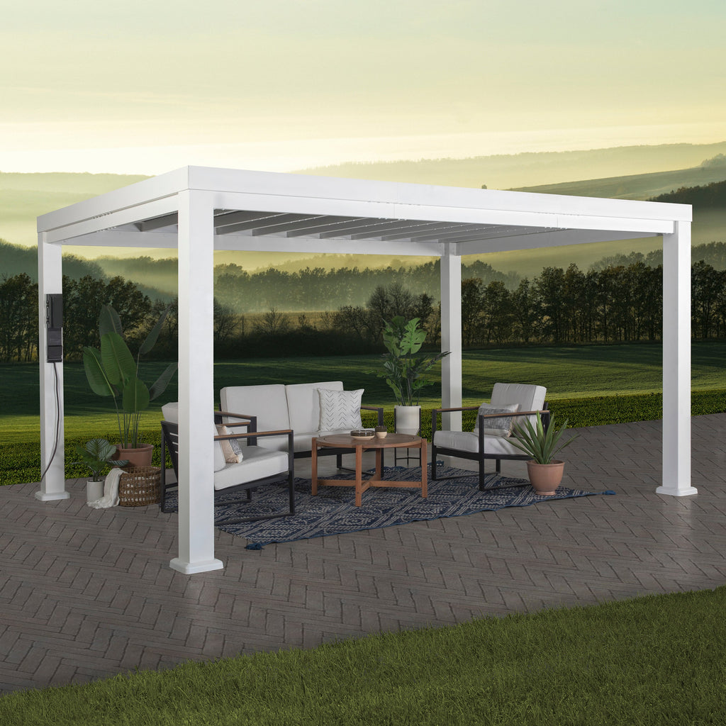 14x12 Windham Modern Steel Pergola w/ Sail Shade Soft