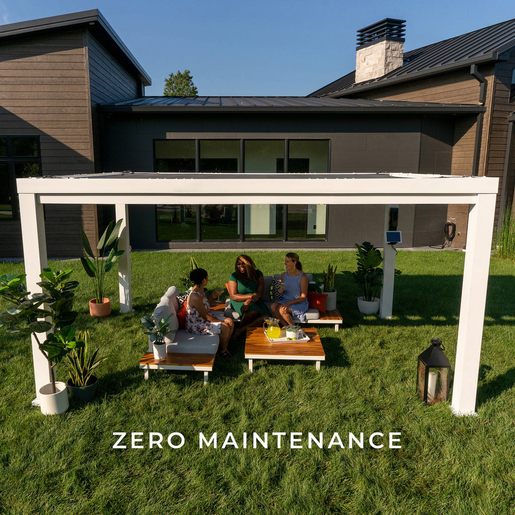 14x12 Windham Modern Steel Pergola w/ Sail Shade Soft