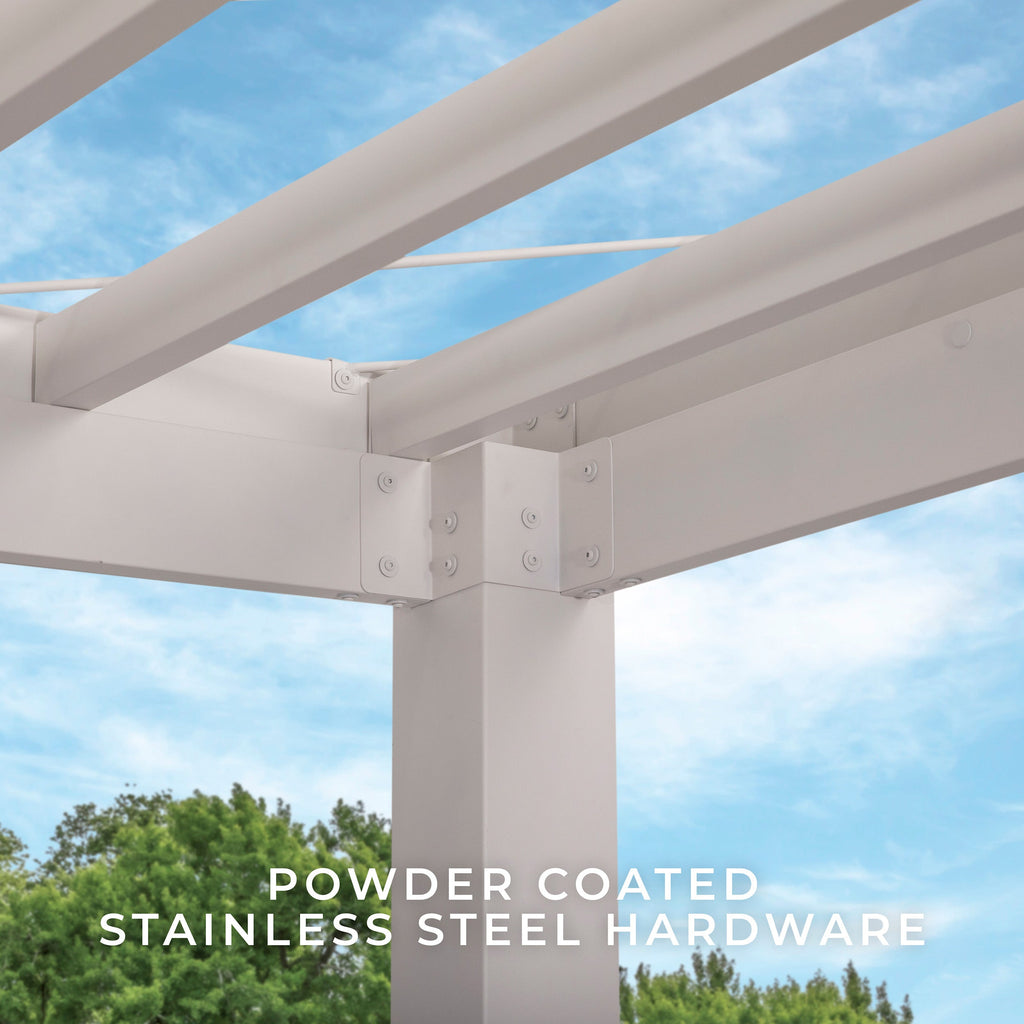 14x12 Windham Modern Steel Pergola w/ Sail Shade Soft