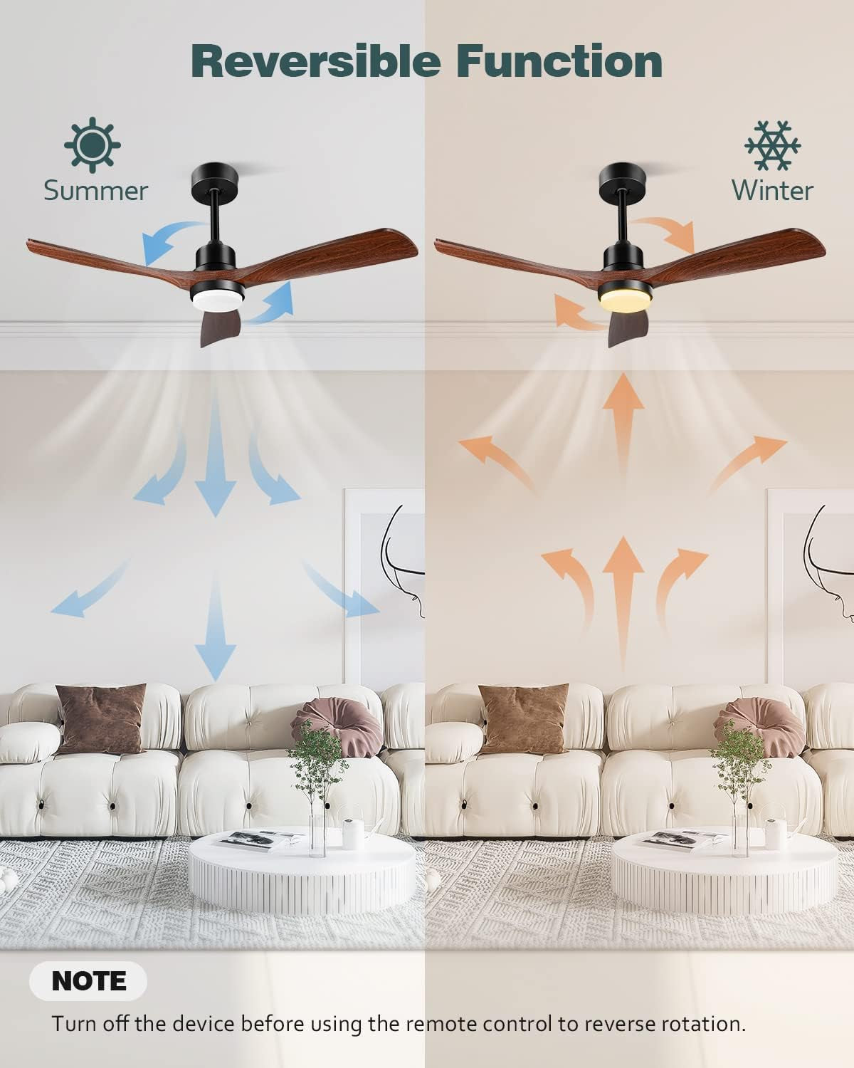 52" Smart Ceiling Fan with Light Alexa/App/Remote Control 3 Blade Walnut