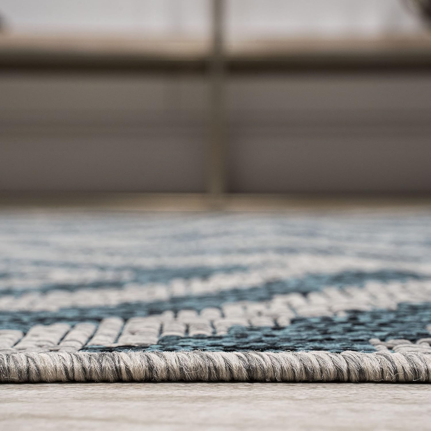 Diamond Tribal Indoor Outdoor Runner Rug 2X8 Blue/Gray, Sintra for Backyard, Patio, Porch, Easy-Cleaning, High Traffic, Pet-Friendly, Non-Shedding (SMB116A-28)