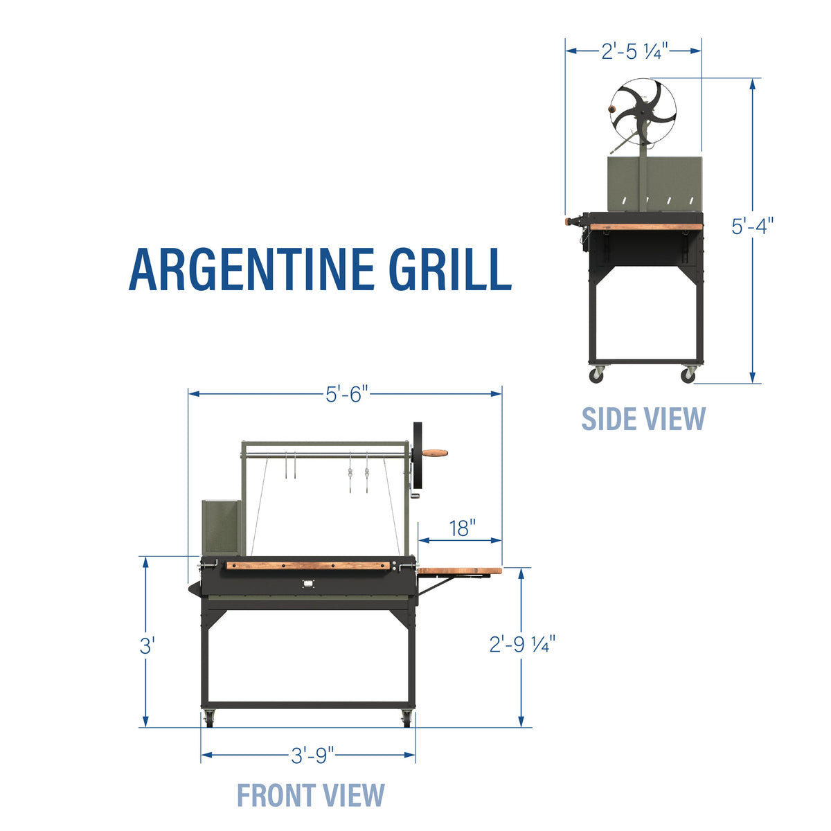 Argentine/Santa Maria BBQ Grill w/ Wood Fire & Charcoal