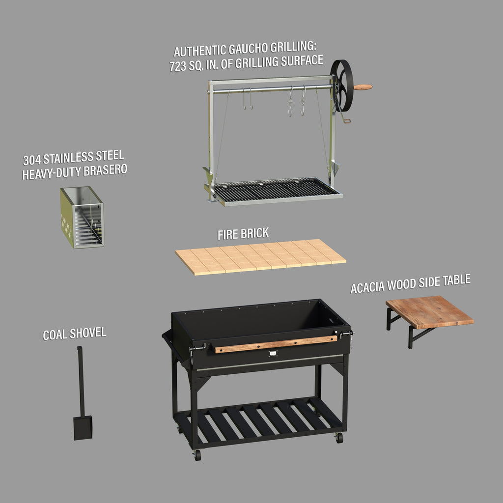 Argentine/Santa Maria BBQ Grill w/ Wood Fire & Charcoal