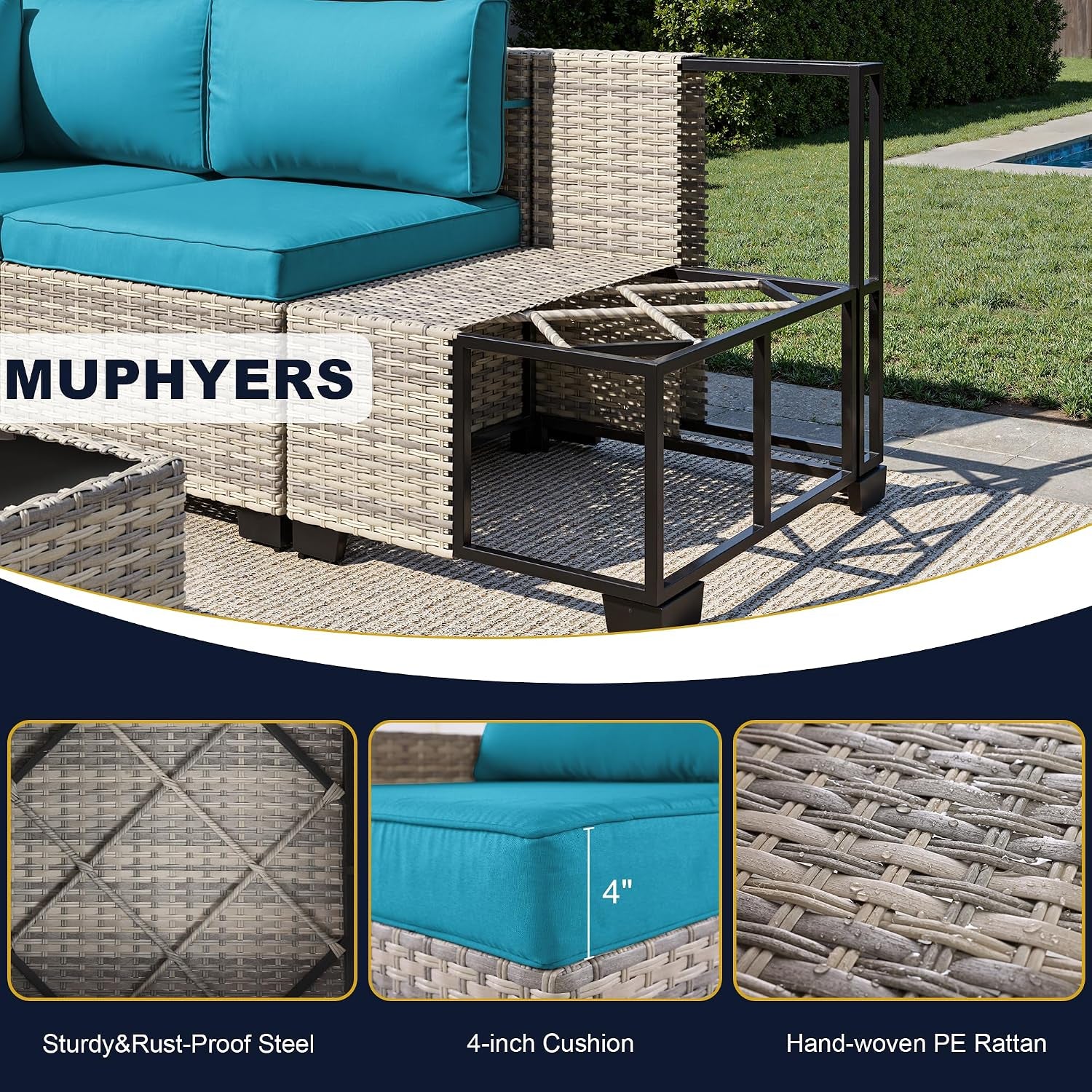 Outdoor Patio Furniture Set PE Wicker Rattan Outdoor Sectional Sofa