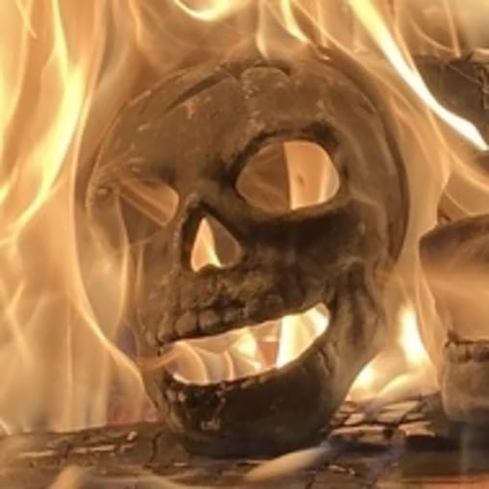 Fire Pit Skull, Metal Skull Fire Log for Halloween Decor