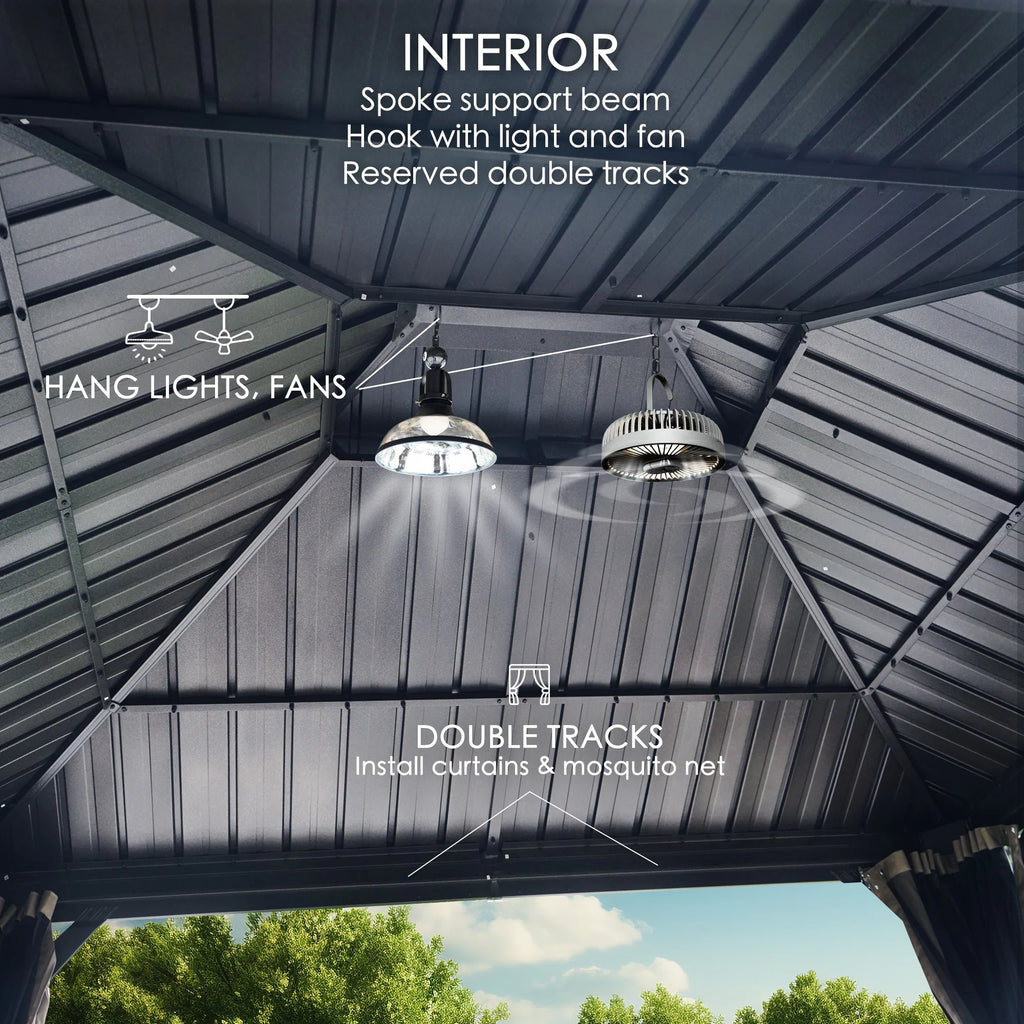 Alexander 10-Ft X 12-Ft Hardtop Roof Aluminum Gazebo (Screen Included)