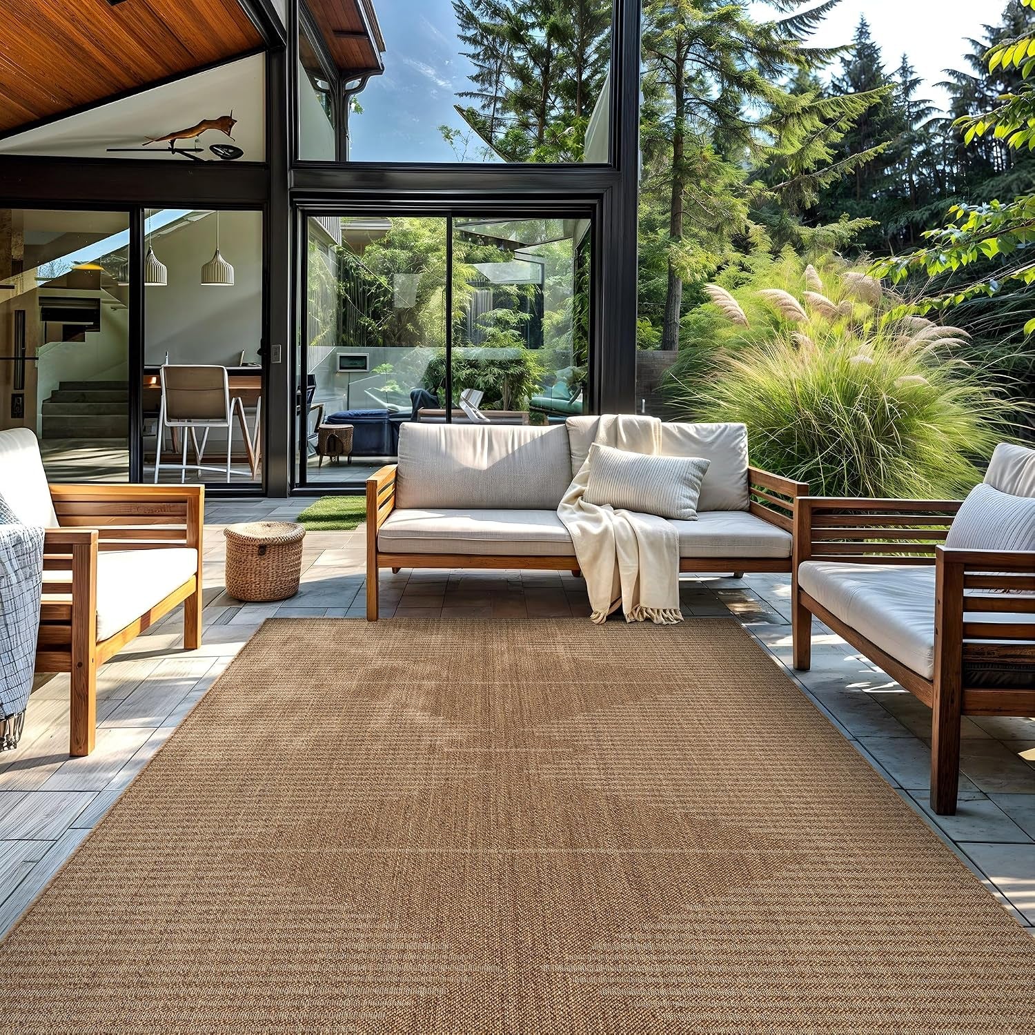 Modern Geometric Indoor Outdoor Rug Sand/Natural 7'10" X 10'