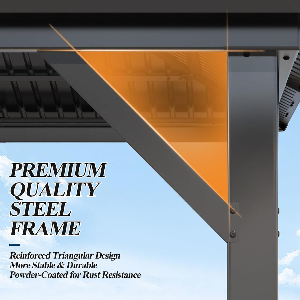 9.5X9.5Ft Outdoor Hardtop Gazebo with Double Roof