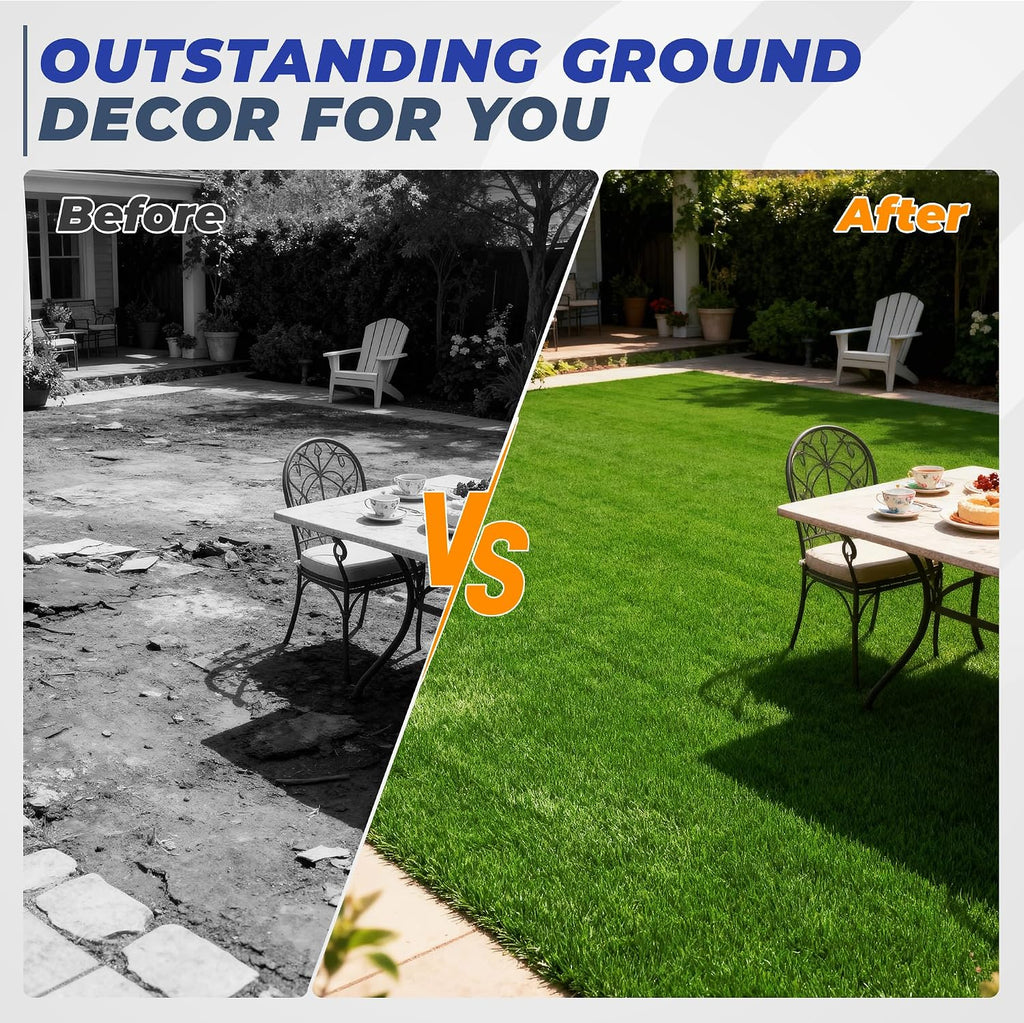 Artificial Grass Turf 6.5X10 FT, 1.38" Thick Fake Grass Rug, Three-Tone Synthetic Turf with Drainage, Outdoor Grass Mat for Backyard, Patio, Dogs & Golf Practice