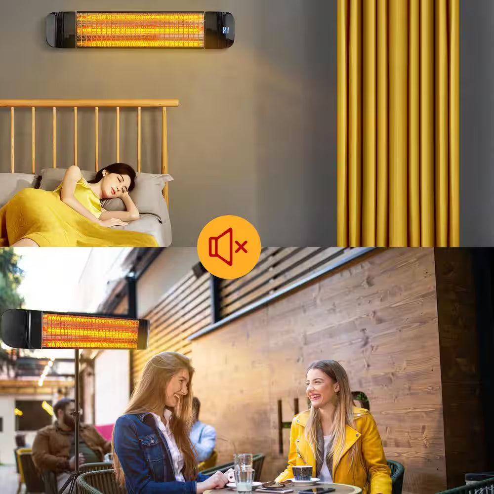 Electric Outdoor Heater, Wall/Ceiling/Tripod Infrared Patio Heater Warmer for Outdoor Indoor Use, 1500W, CSA Certificate