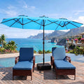 15FT Double-Sided Patio Umbrella with Base Included, Large Outdoor Rectangular Market Umbrella for Backyard, Poolside, Lawn & Garden