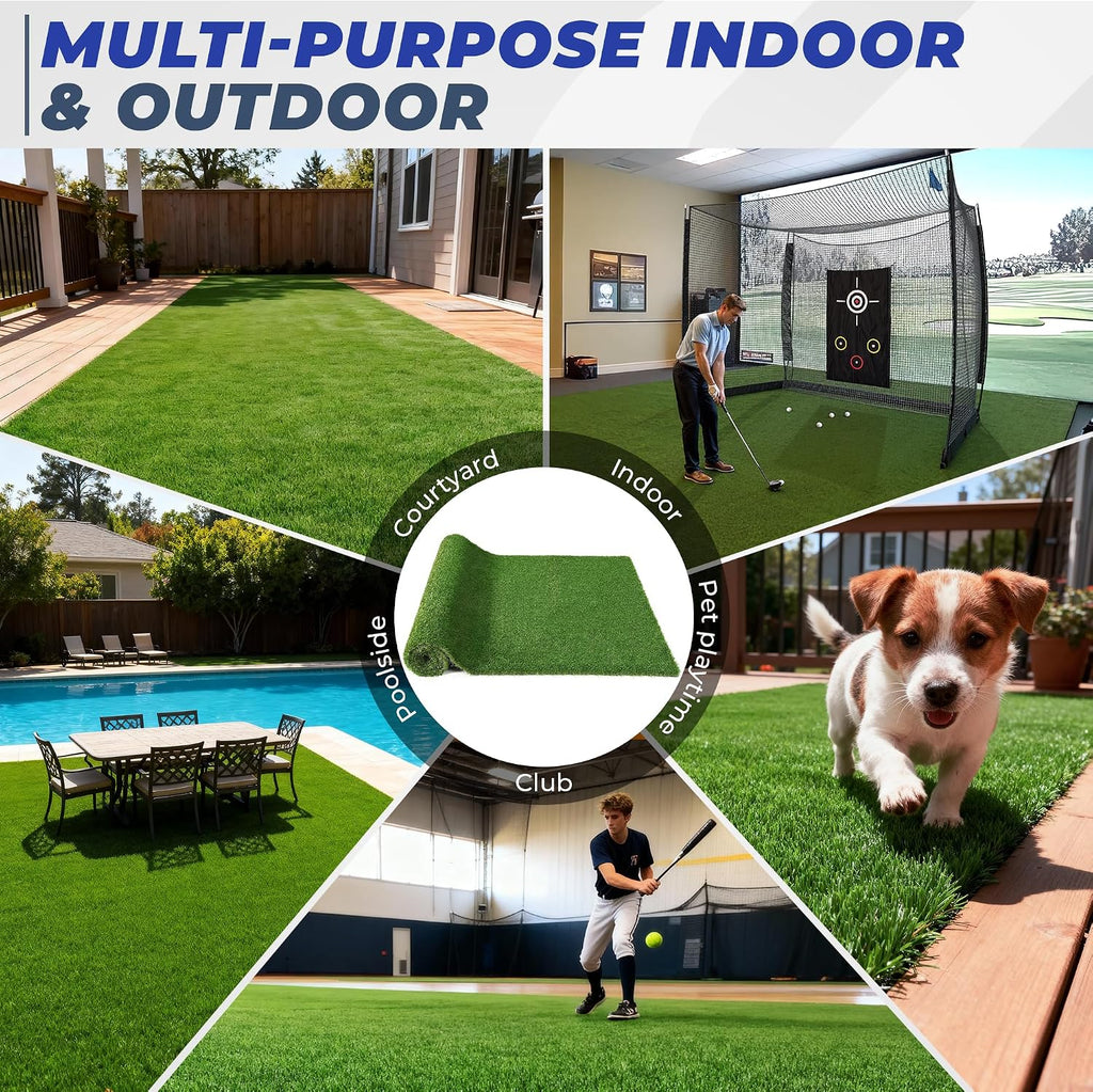 Artificial Grass Turf 6.5X10 FT, 1.38" Thick Fake Grass Rug, Three-Tone Synthetic Turf with Drainage, Outdoor Grass Mat for Backyard, Patio, Dogs & Golf Practice