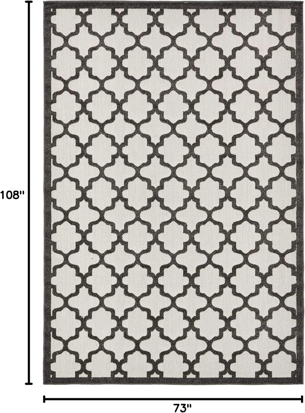 Outdoor Trellis Collection Area Rug - Tulsa (6' 1" X 9' Rectangle, Black/ Ivory)