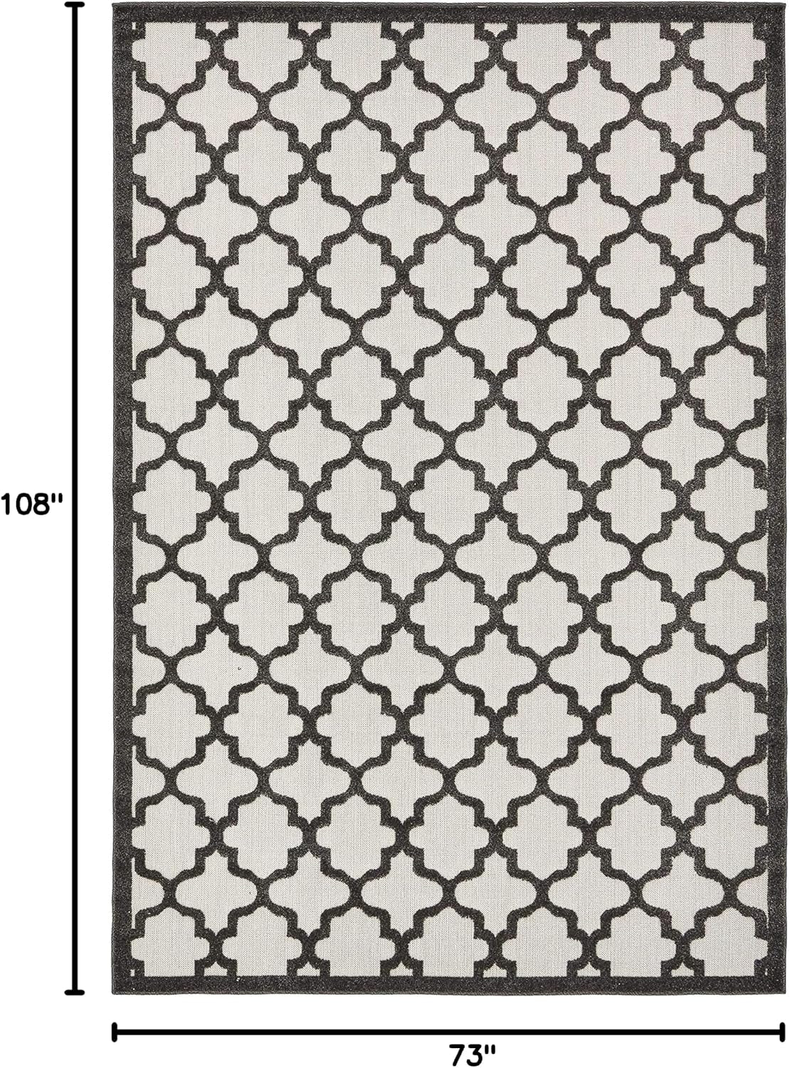 Outdoor Trellis Collection Area Rug - Tulsa (6' 1" X 9' Rectangle, Black/ Ivory)