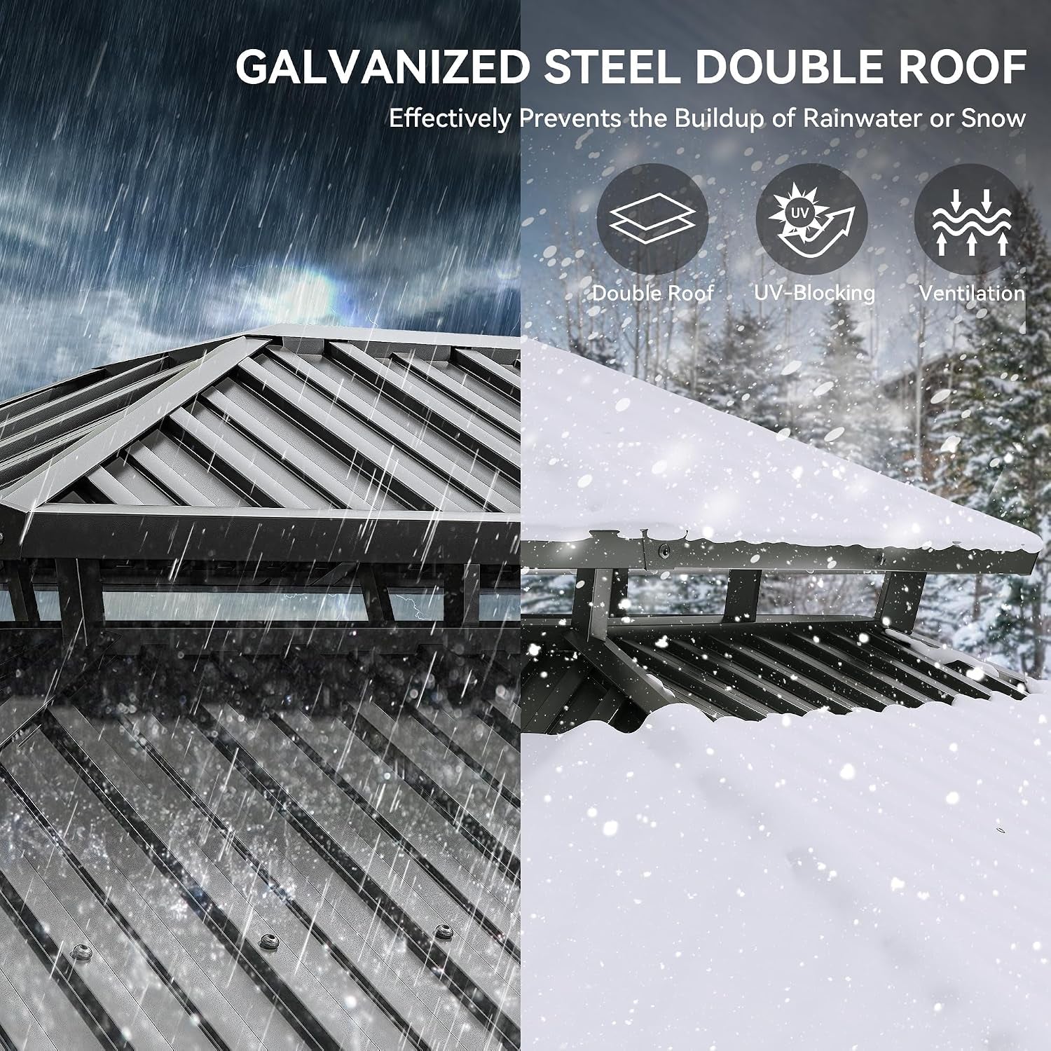 12X18FT Meatl Hardtop Gazebo Metal Double Roof
