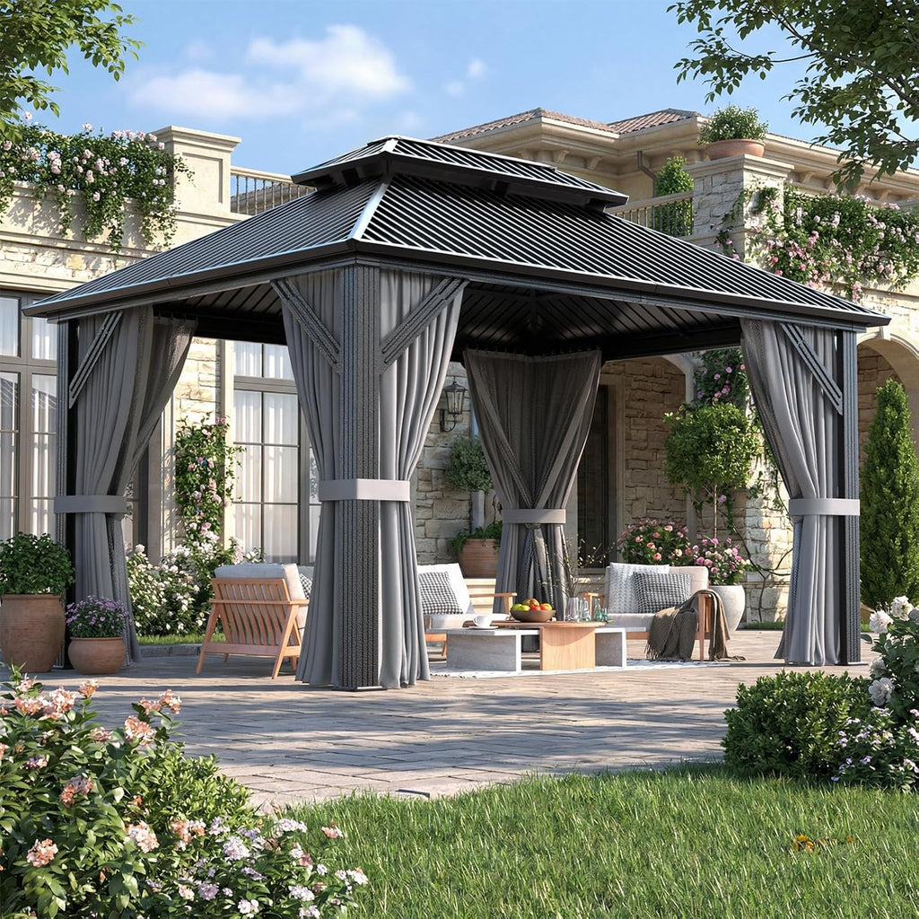10'X12' Outdoor Aluminum Gazebo Dark Gray