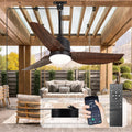 42-Inch Outdoor Ceiling Fans: Walnut Waterproof Gazebo Fans with Lights Remote App Control - 3-Blade Plug-In Outdoor Hanging Fan for Patios Pergola Porch 6 Speed Reversible