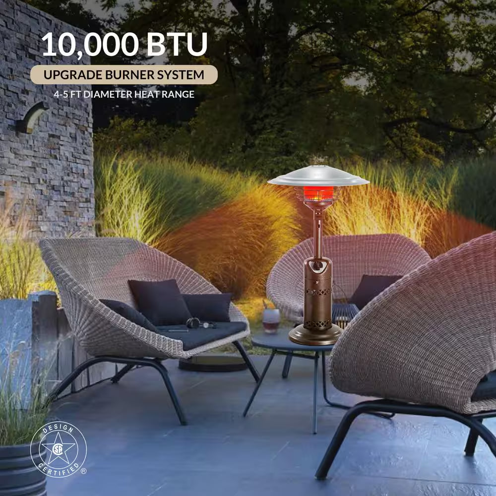Portable Patio Heater, Outdoor Propane Table Top Heater, Bronze
