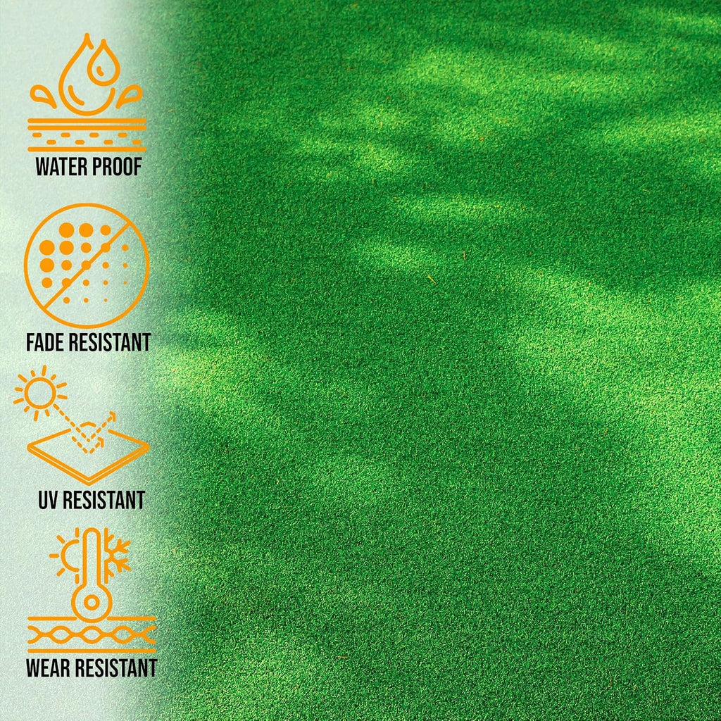 Artificial Grass Outdoor Rug for All-Weather Use, UV Fade Resistant Faux Turf with Drainage Holes, 7'10" X 9'10"
