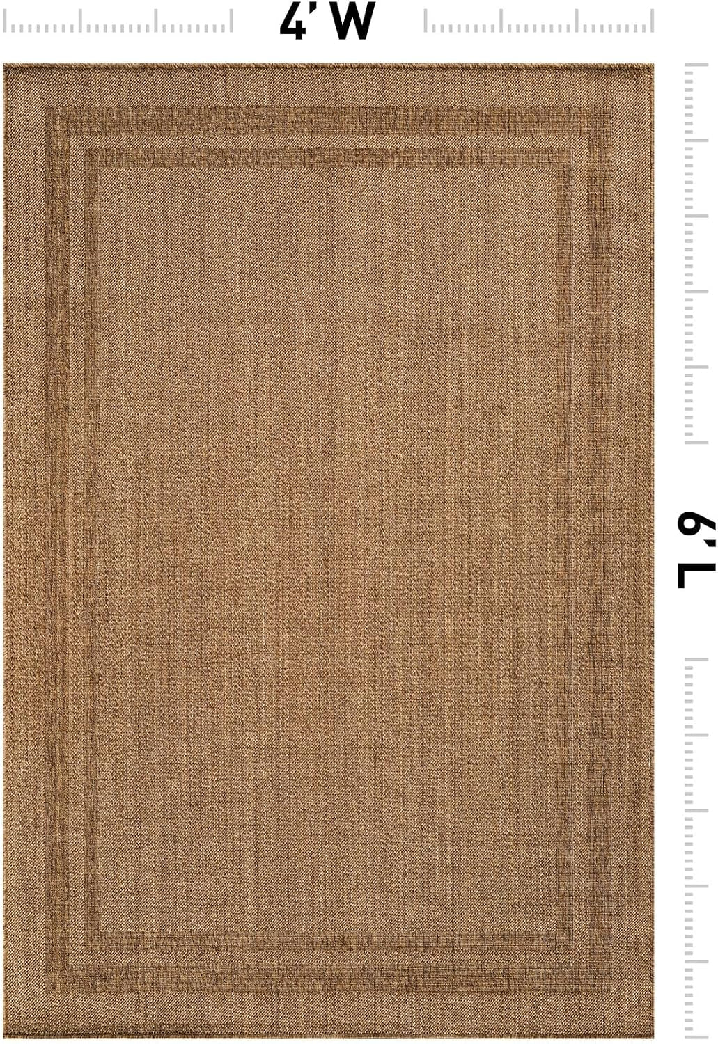 Modern Stripe Border Indoor Outdoor Rug Natural/Jute 4' X 6'