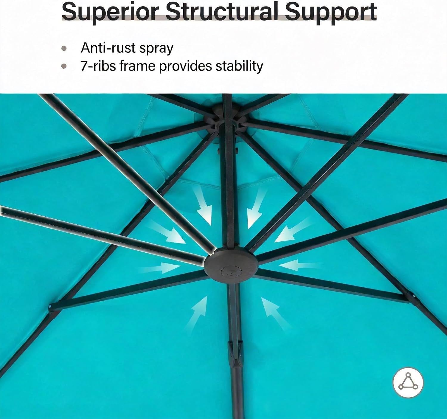 12FT Curvy Cantilever Patio Umbrella with Base, 360° Rotation Offset Outdoor Umbrella, Heavy Duty Hanging Umbrella for Backyard, Pool, Garden（Turquoise Blue）
