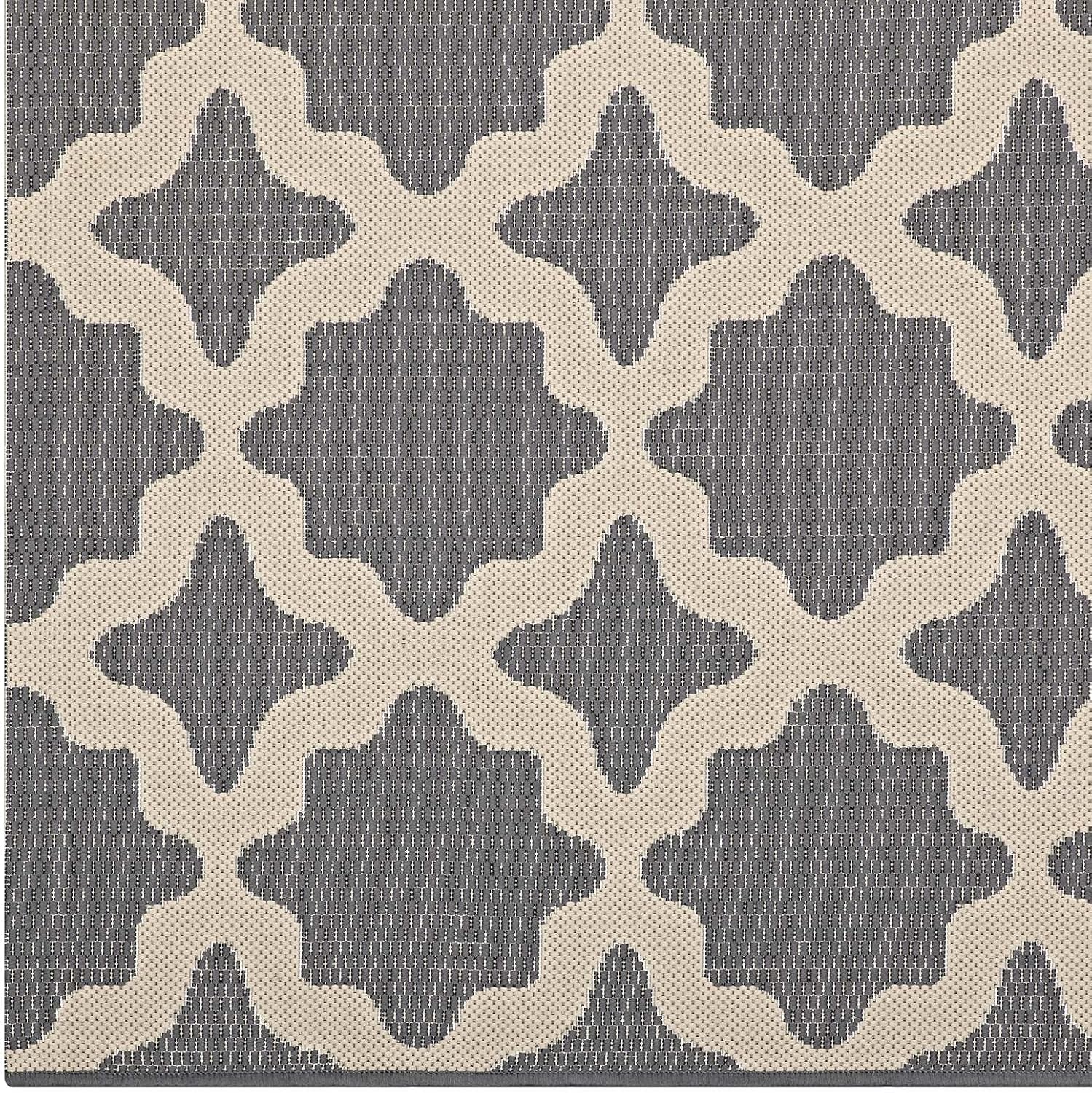 Cerelia Moroccan Trellis 9X12 Indoor and Outdoor Area Rug in Gray and Beige
