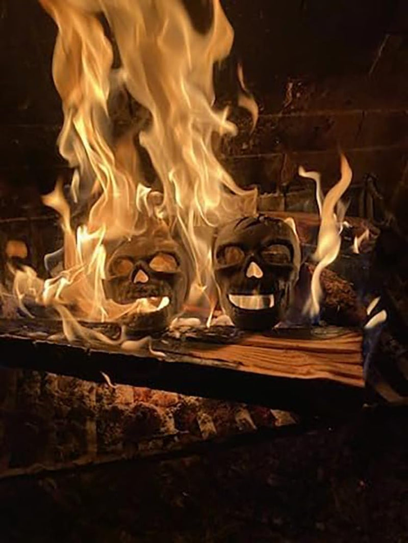 Fire Pit Skull, Metal Skull Fire Log for Halloween Decor
