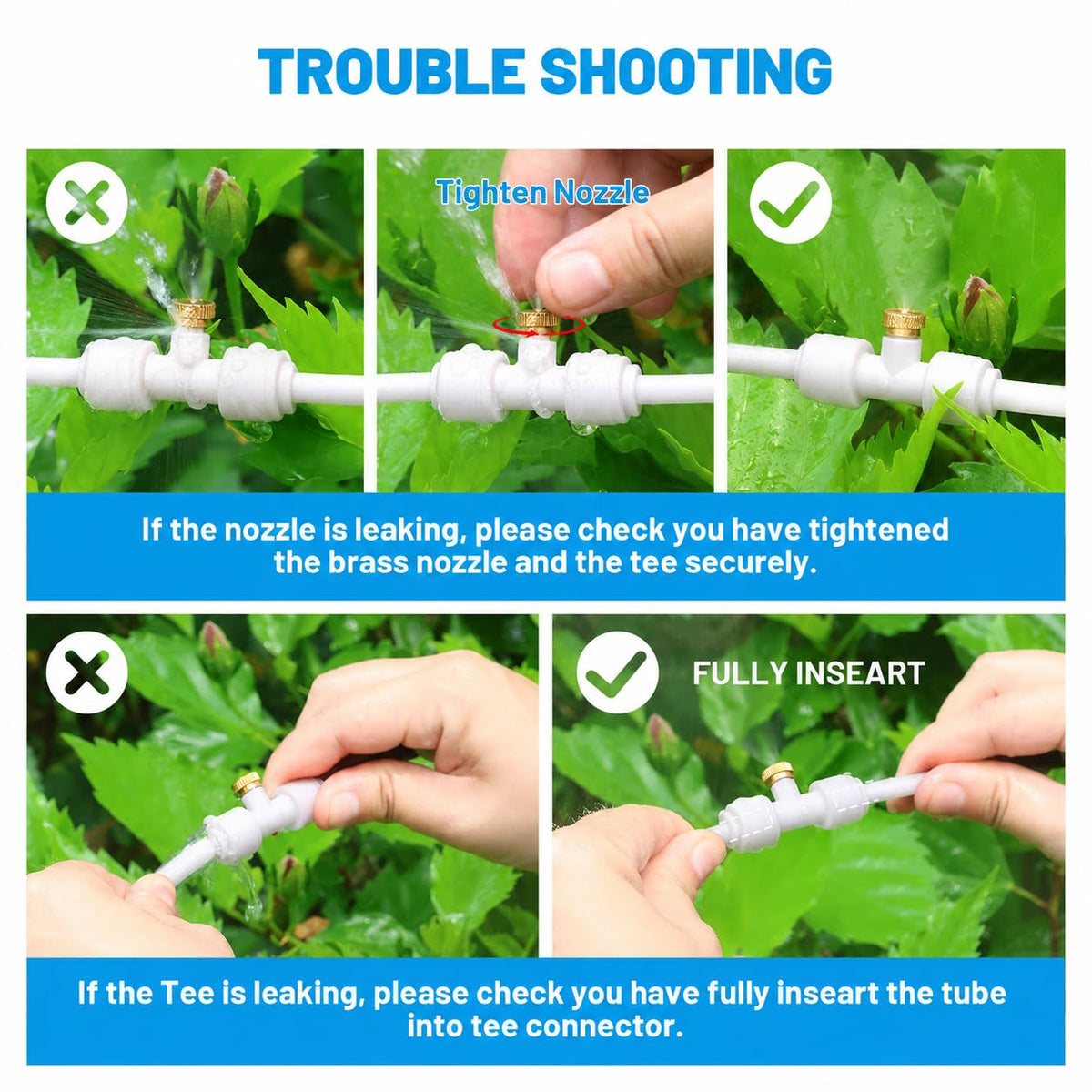 110FT Mister for outside Patio Misting Cooling System with 20 Brass Mist Nozzles+Water Filter+Y Connector, Leak-Resistant Misters for Backyard, Garden, Pool, Deck, Greenhouse - White
