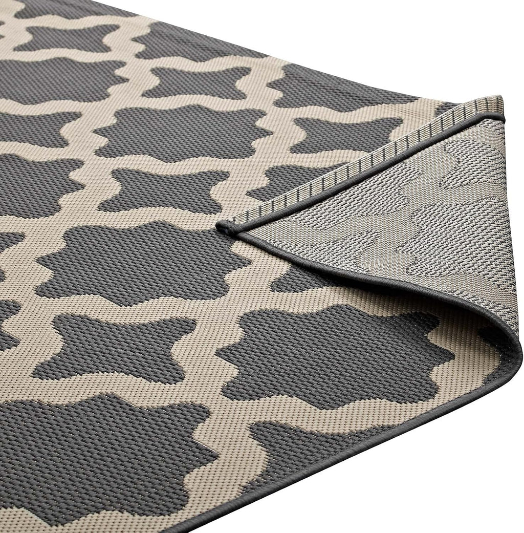 Cerelia Moroccan Trellis 9X12 Indoor and Outdoor Area Rug in Gray and Beige